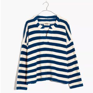 NWT Madewell (MWL) Loop Terry Notched Striped Sweatshirt